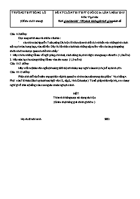 Đề kiểm tra chất lượng ôn thi THPT Quốc gia lần 2 môn Ngữ văn năm 2015 - Trường THPT Sông Lô (Có đáp án)